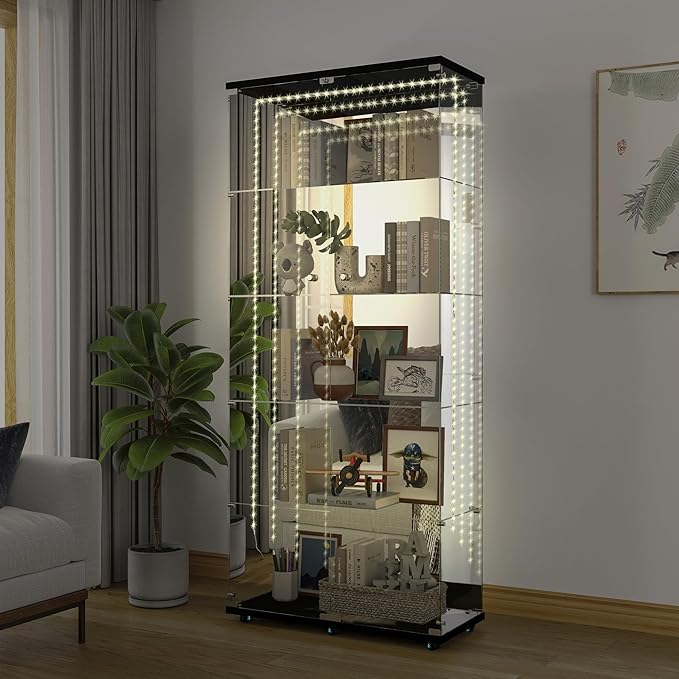 Yoluckea 5-Tier Glass Display Cabinet - Image 6