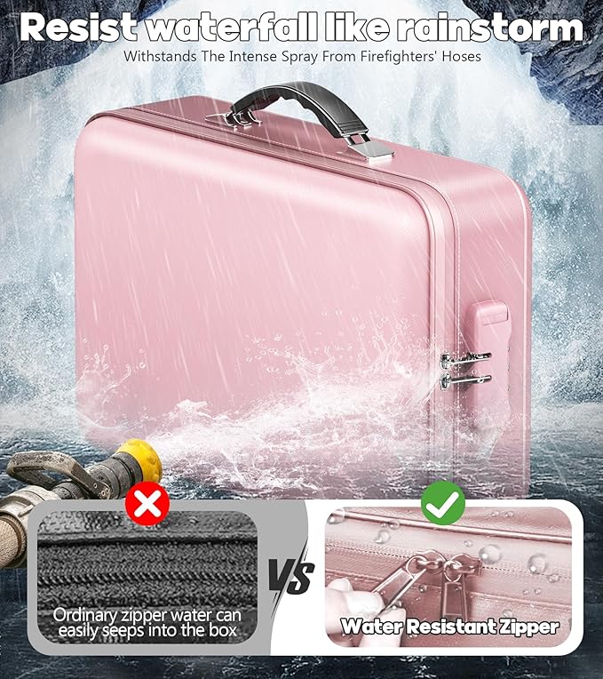 Fireproof Document Box, Hard Case Highly Flame-Resistant Fire Proof Waterproof - Image 7