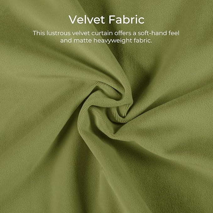 TWOPAGES Luxury Velvet Curtain Pinch Pleated Grass Green Curtain 102 inch Long - Image 3