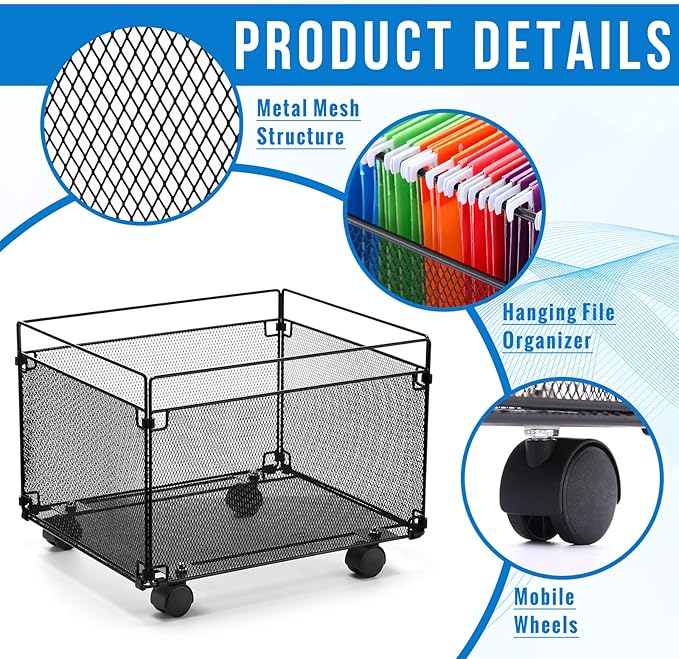 Harloon 2 Pack Mesh Rolling File Carts - Image 4