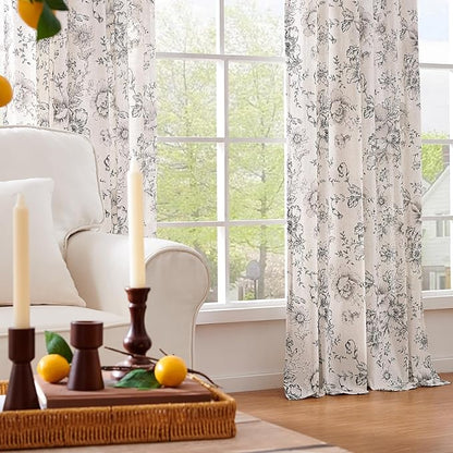 jinchan Linen Blend Curtain Floral Curtains - Image 7