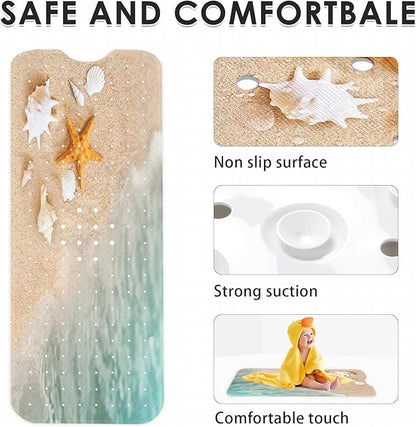 Starfish Summer Beach Bath Mat Non Slip, Sea Shell Ocean Fish 40 X 16 Inch - Image 4