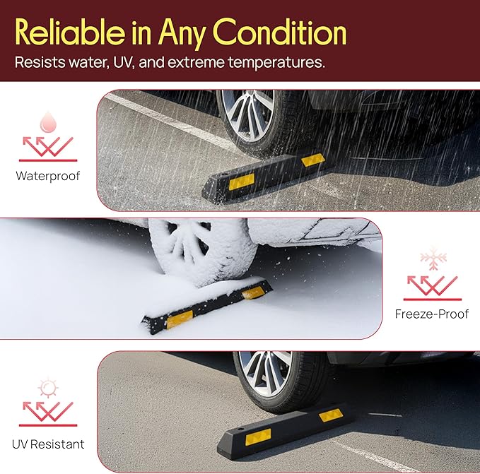 Pyle Curb Garage Vehicle Floor Safety Heavy Duty Rubber Parking Lot Driveway - Image 4