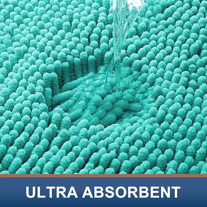 Smiry Luxury Chenille Toilet Rugs U-Shaped 20x20, Soft Absorbent Non-Slip - Image 4