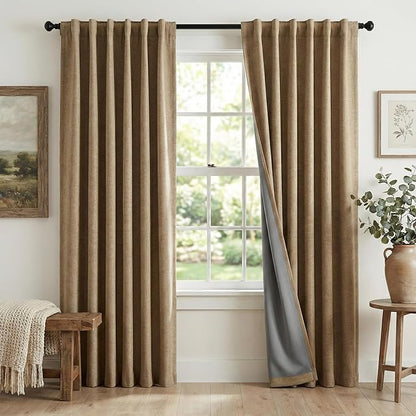 RYB HOME 100% Blackout Linen Textured Curtains by RYBHOME