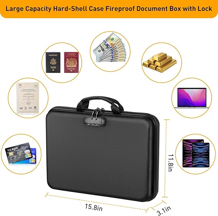 Fireproof Document Organizer Bag, 5200℉ File Organizer Safe Box, Hard Shell - Image 4