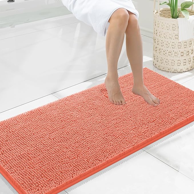 Smiry Luxury Chenille Bathroom Rugs 47x20, Extra Soft and Absorbent Shaggy Bath by Smiry