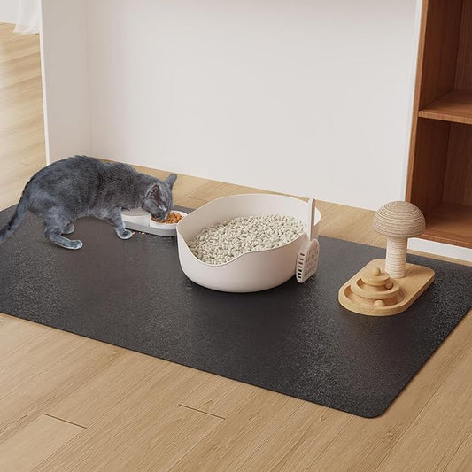 3'×5' Black Floor Protector for Home, Waterproof No Spill Vinyl Floor Desk Mat by Unknown