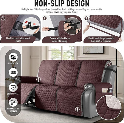 TAOCOCO 100% Waterproof Recliner Cover, Non-Slip Washable Reclining Couch Cover - Image 5