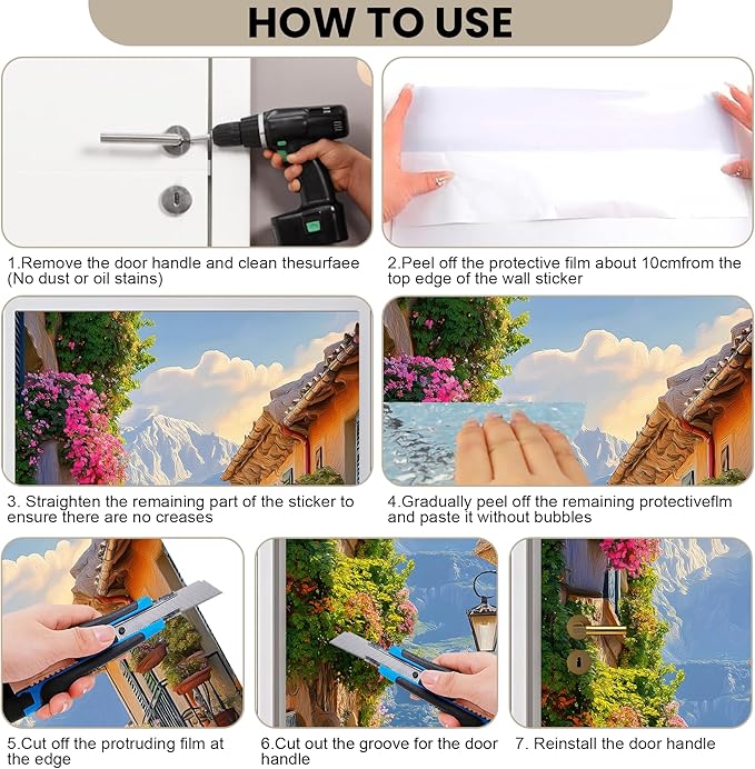 3D Door Decals Stickers, Peel Stick Wall Murals Vinyl Wallpaper Self-Adhesive - Image 5