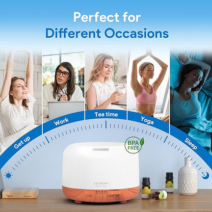 ASAKUKI Essential Oil Diffuser 500ml, Ultrasonic Aromatherapy Humidifier - Image 6