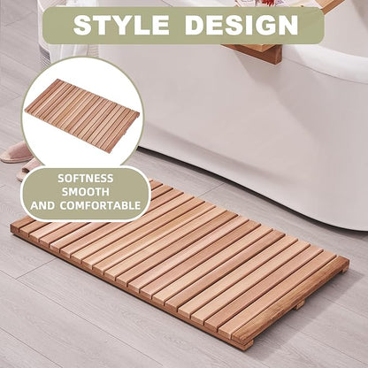 bingaai Cedar Wood Bath Mat 40"×23.6", Cedar Wooden Bath Mats, Wood Shower - Image 4
