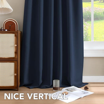 H.VERSAILTEX Back Tab Navy Blackout Curtains 102 Inch Long - Image 8