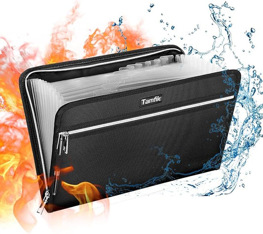 Fireproof Safe Accordion File Organizer Bag Folder, Waterproof Expanding Filing by Tamfile