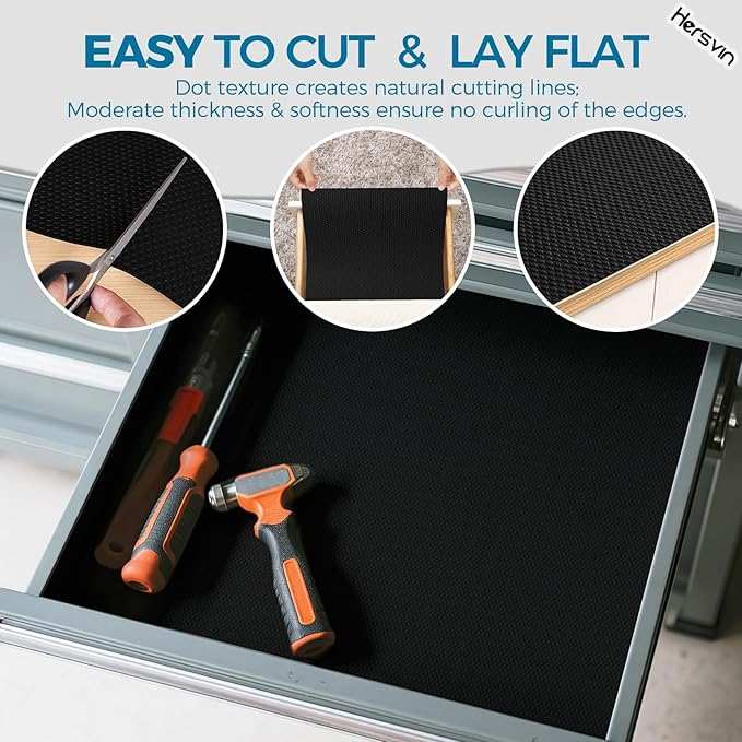 Hersvin Shelf Liners, 24 in x 20 ft Kitchen Drawer Mats, Non-Adhesive EVA - Image 5
