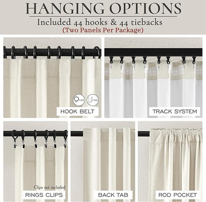Cute Blackout Curtains 60 Inches Extra Wide Linen 96 Inch Length - Image 5