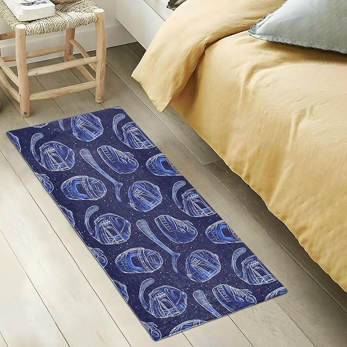 Ice Hockey Pattern Blue Decorative mat Non Slip Anti Mold Washable Rugs - Image 5