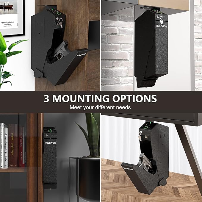 Gun Safe, Biometric Gun Safe for Handgun Drop Down Pistol Safe Mounted Single - Image 6