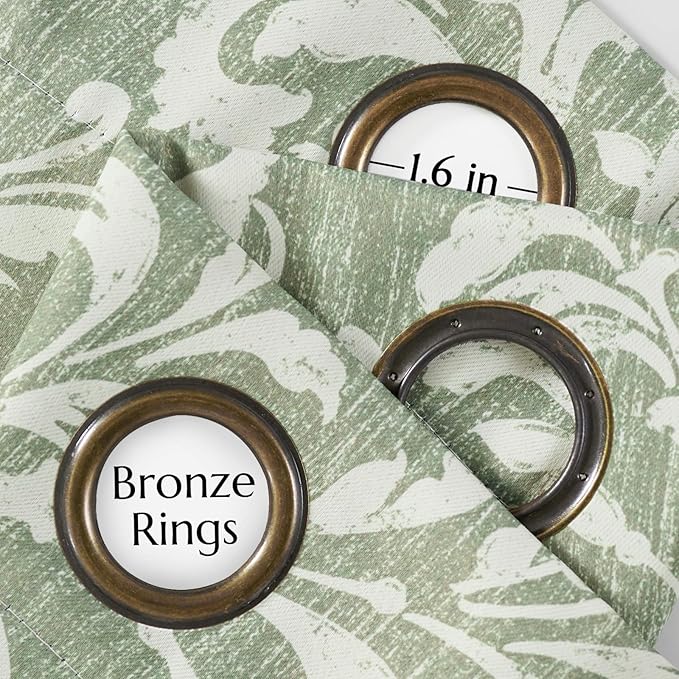 Vangao Sage Green 100% Blackout Floral Curtains 63 Inch Length - Image 6