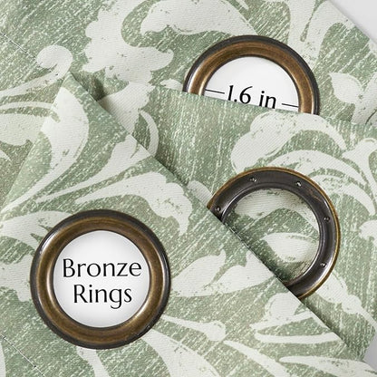 Vangao Sage Green 100% Blackout Floral Curtains 63 Inch Length - Image 6