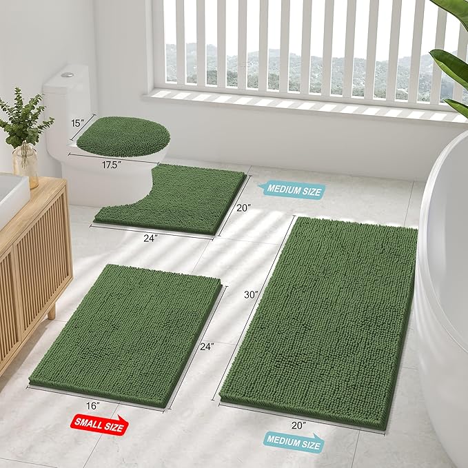 Smiry Luxury Chenille Toilet Rugs U-Shaped 24x20, Soft Absorbent Non-Slip - Image 2
