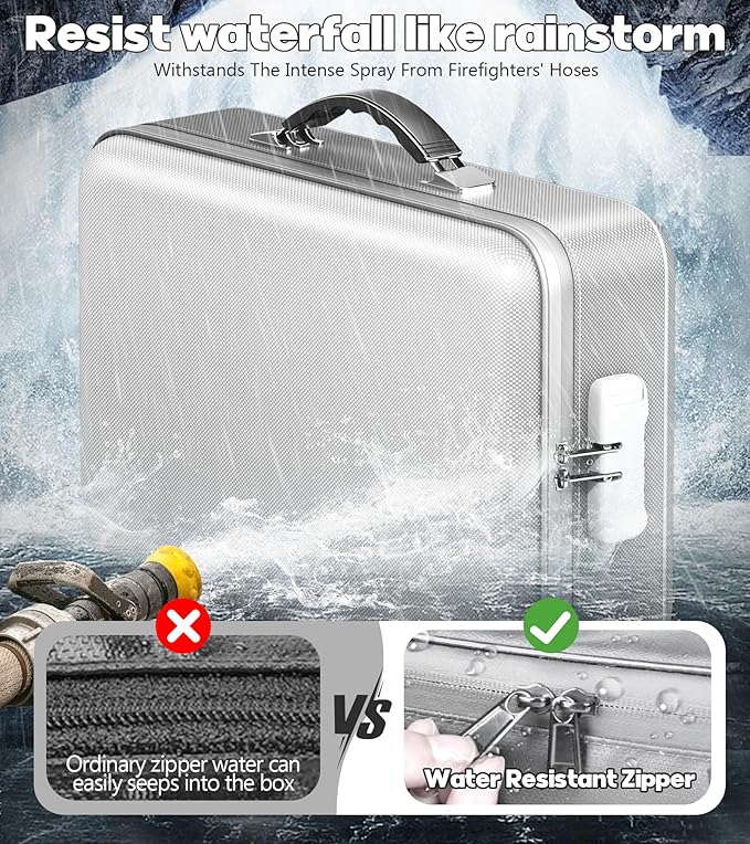 Fireproof Document Box, Hard Case Highly Flame-Resistant Fire Proof Waterproof - Image 7