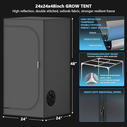 Upgrade Integrated Auto 2'X2' Grow Tent Kit Complete System, S1000 LED Grow - Image 5