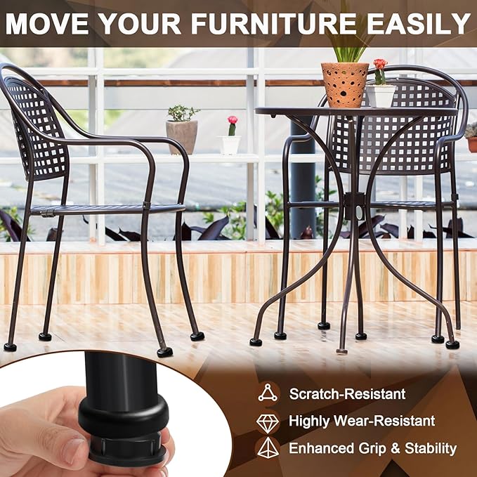 24 Pack 1-1/4" Wrought Iron Chair Leg Caps Heavy Duty Nylon Furniture Pads - Image 4