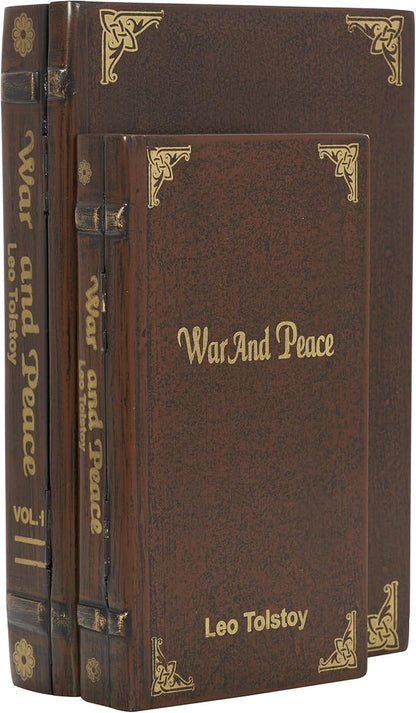 Deco 79 Wooden Decorative Box "War and Peace" Storage Faux Book Decorative by Deco79