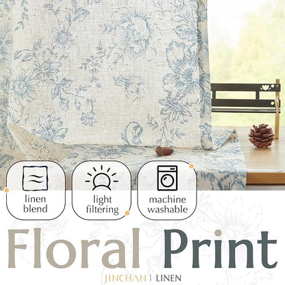 jinchan Linen Floral Curtains 63 Inch Length - Image 6