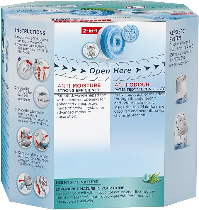 UniBond AERO 360° Moisture Absorber Waterfall Freshness Refill Tab, Aromatherapy - Image 3