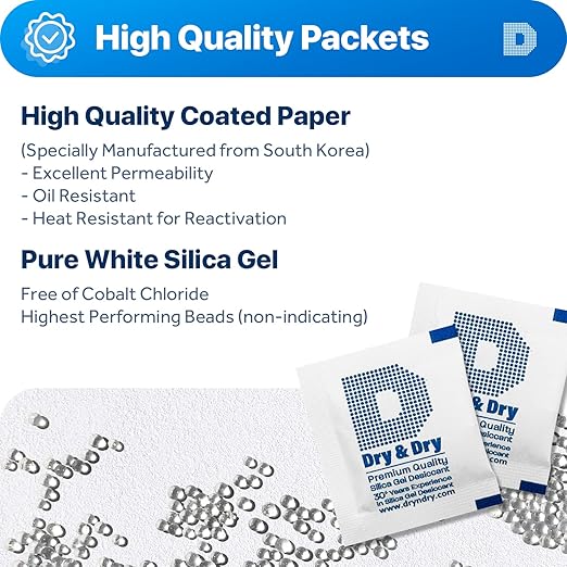 Dry & Dry Silica Gel Packets Desiccant Silica Packets - Image 2