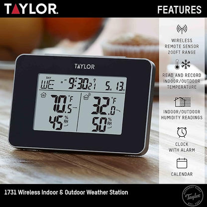 Taylor Wireless Digital Indoor Outdoor Thermometer and Hygrometer, Weather - Image 2