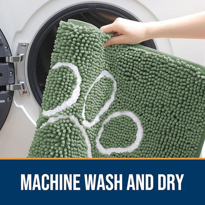 OLANLY Dog Door Mat for Muddy Paws 48x30, Paw Print Design, Absorbs Moisture - Image 5