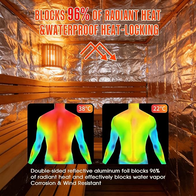 Sauna Foil Vapor Barrier, 500 sqft Aluminum Insulation Roll Heavy-Duty - Image 3