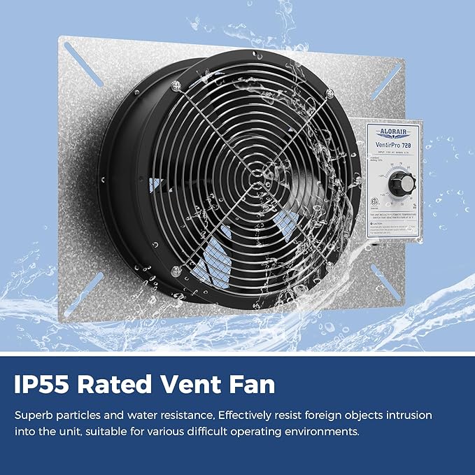 ALORAIR 720 CFM High Flow Powered Crawl Space Ventilation Fan, IP55 Rated 10" - Image 3