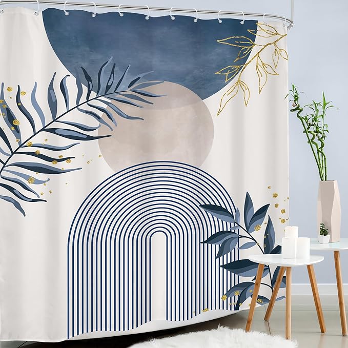 Blue Gray Boho Shower Curtain 72Wx84H Extra Long Dusty Blue Modern Bohemian - Image 3