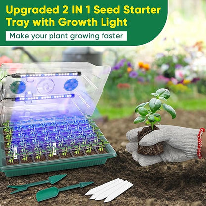 BlumWay Seed Starter Tray with Grow Light, 3 Pack 120 Cells Seedling Tray with - Image 7