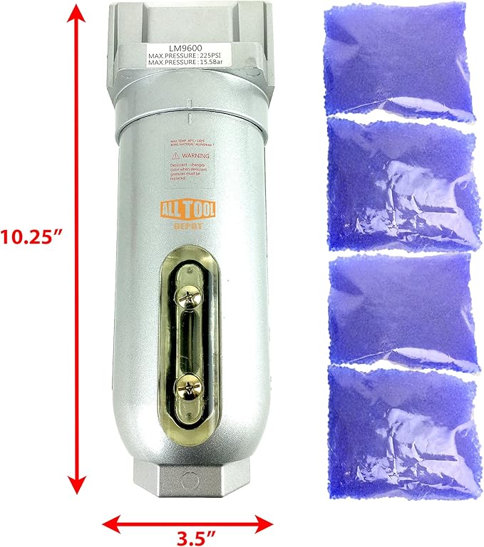 1" NPT Super Duty Compressed Air In Line Filter Desiccant Dryer Moisture Water - Image 2