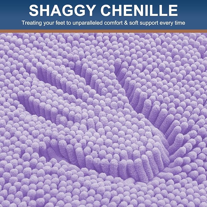 Smiry Luxury Chenille Bathroom Rugs 30x20, Extra Soft and Absorbent Shaggy Bath - Image 3