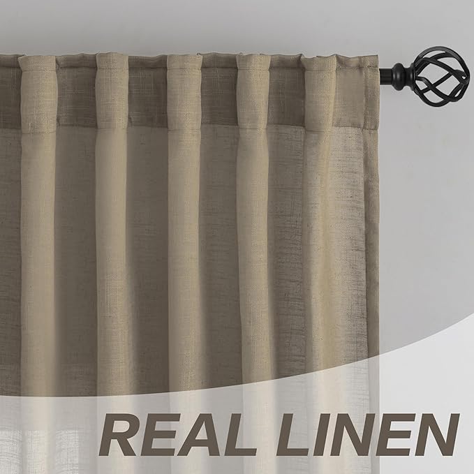 DONREN Taupe Back Tab Curtains 126 Inches Extra Long Ceiling to Floor - Image 7