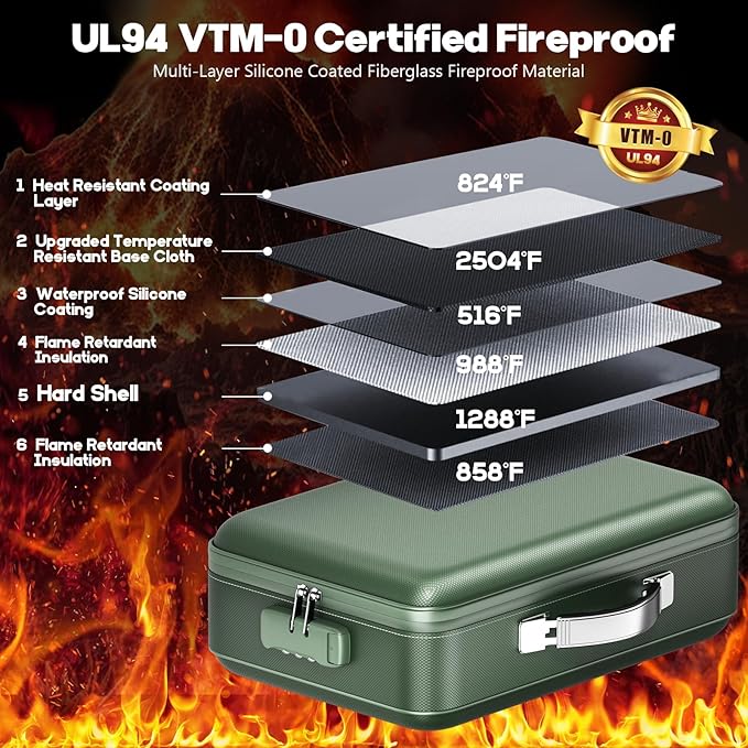 Fireproof Document Box, Hard Case Highly Flame-Resistant Fire Proof Waterproof - Image 2
