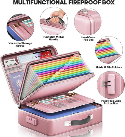 Fireproof Document Box, Hard Case Highly Flame-Resistant Fire Proof Waterproof - Image 5