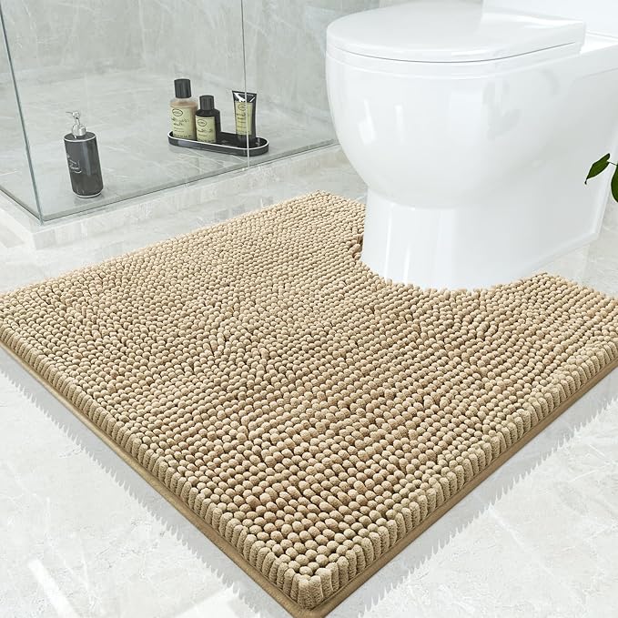 Smiry Luxury Chenille Toilet Rugs U-Shaped 24x24, Soft Absorbent Non-Slip by Smiry