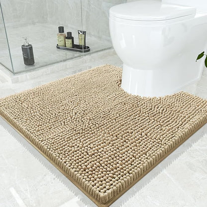 Smiry Luxury Chenille Toilet Rugs U-Shaped 24x24, Soft Absorbent Non-Slip by Smiry