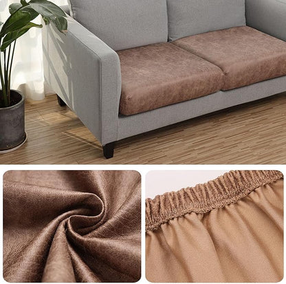 Fuloon Stretch Seat Cushion Covers, Suede Leather Look Sofa Slipcovers Couch - Image 4