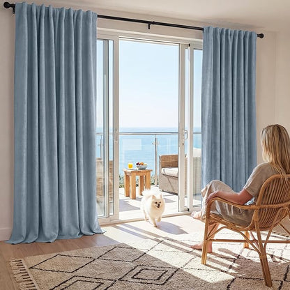 RYB HOME Smoky Blue 100% Blackout Curtains - Image 2