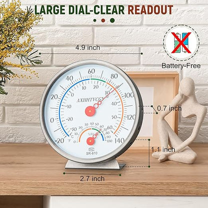 Indoor Outdoor Thermometer Hygrometer, Large Dial Wall Mount Waterproof - Image 2