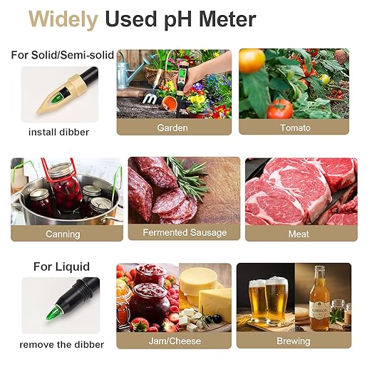 Soil pH Meter for Food, Digital pH Temp Meter for Blueberry Jam - Image 6