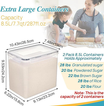 Vtopmart 8.5L 2 Pack Extra Large Flour Sugar Storage Containers - Image 2